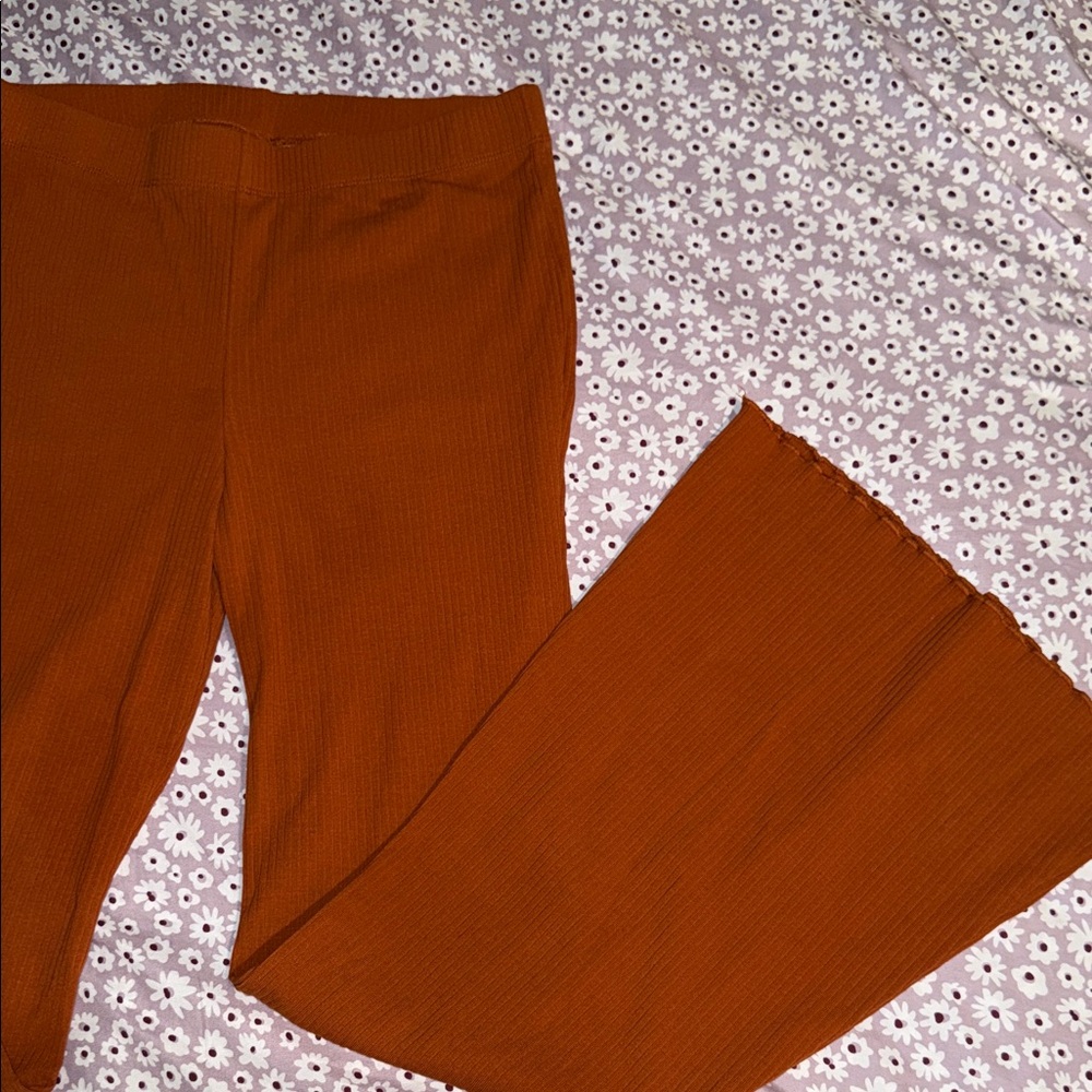 Wild Fable Burnt Orange Flared Ribbed Leggings